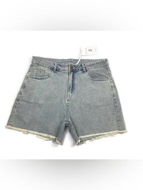 Jasambac High Rise Distressed Stretchy Denim Jean Shorts Large NEW!